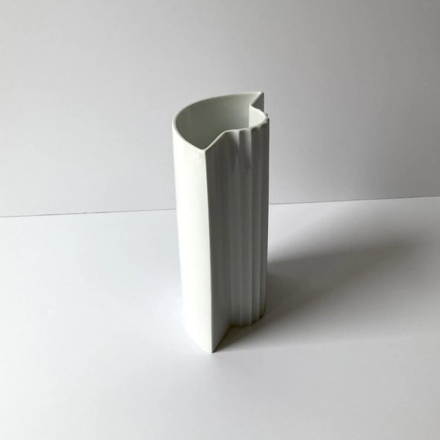 1980s Rosenthal and Thomas Keramik White Porcelain Vases With Pleat Details - Set of Two For Sale In New York - Image 6 of 12