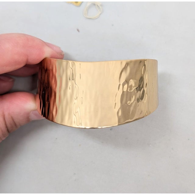 Vintage C1976 Signed Napier Goldtone Wavy Cuff Bracelet For Sale - Image 13 of 16