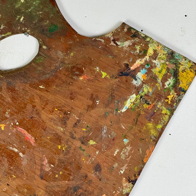 Vintage Artist's Large Rectangular Painting Palette With Remnant Oil Paint For Sale - Image 9 of 9