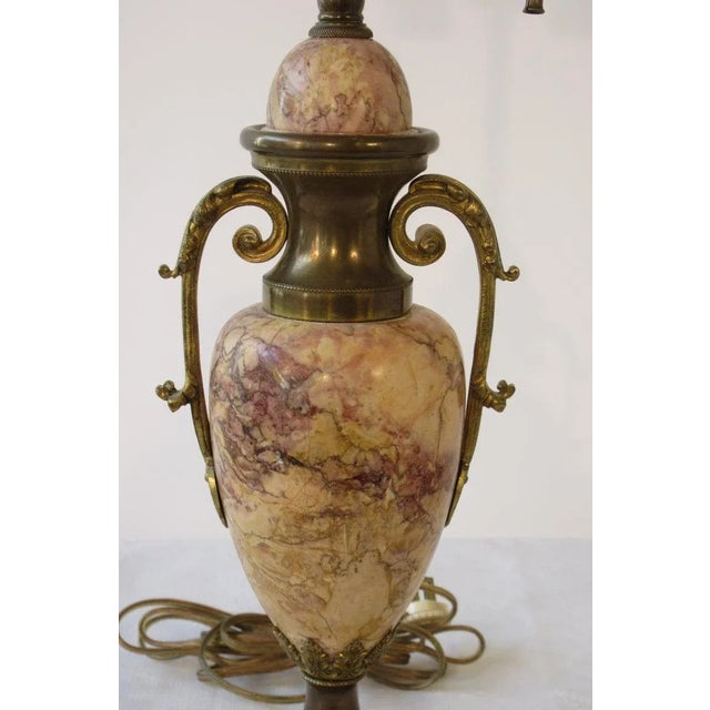1920s Classical Marble Lamps With Brass Accents For Sale - Image 4 of 10