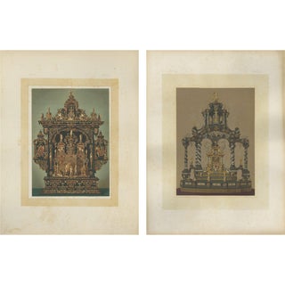 Bavarian Royal Chapel Altar Shrines, 1874, Chromolithographs on Paper, Set of 2 For Sale