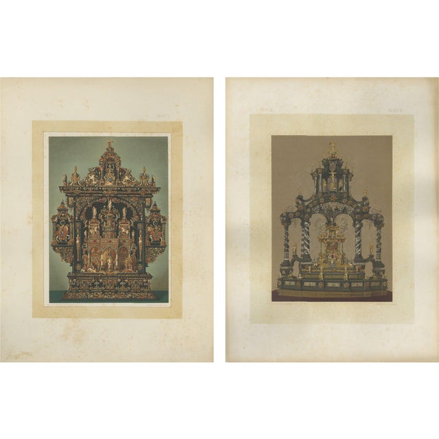 Bavarian Royal Chapel Altar Shrines, 1874, Chromolithographs on Paper, Set of 2 For Sale