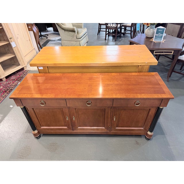 Baker Furniture Company Late 20th Century Baker Palladian Collection Neoclassical Walnut Sideboard With Ebonized Columns For Sale - Image 4 of 11