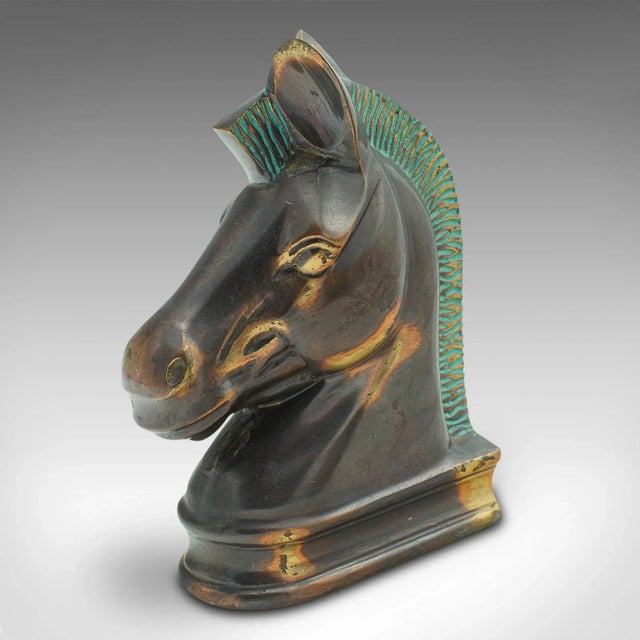 Metal 1970s Modern Pair of Vintage Horse Bust Bookends, English, Cast Brass, Decorative, Novel Rest For Sale - Image 7 of 11