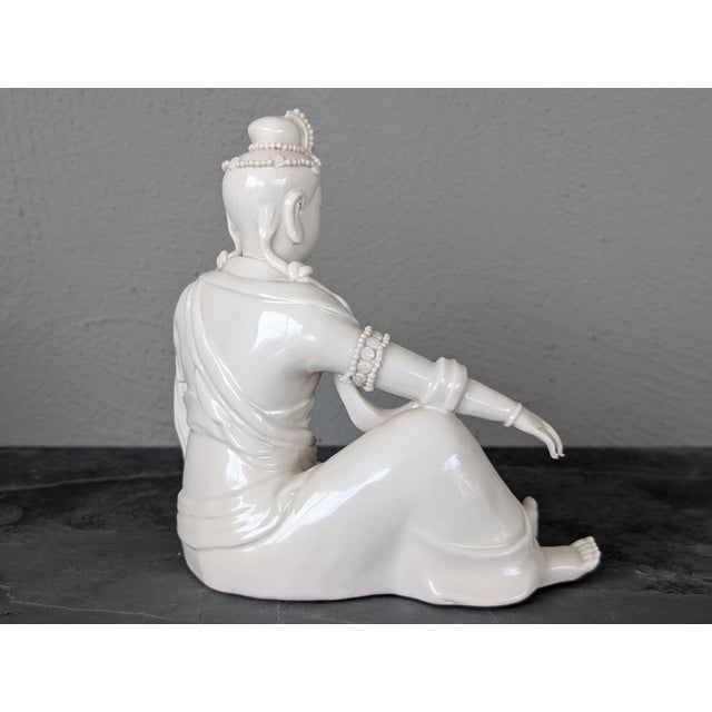 Chinese Vintage Guan Yin Figurine in Porcelain Numbered For Sale - Image 3 of 7