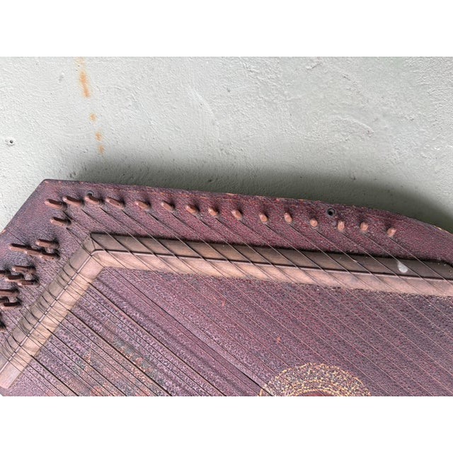 Brown Antique Folk Art American Zither Lap Harp Decorative String Instrument, Early 20th Century For Sale - Image 8 of 12