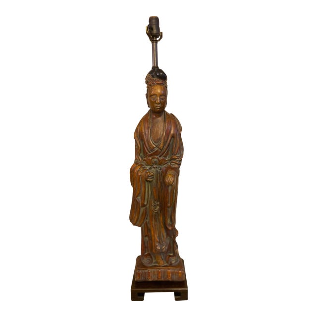 1940s Hollywood Regency Goddess Quan Yin Lamp For Sale
