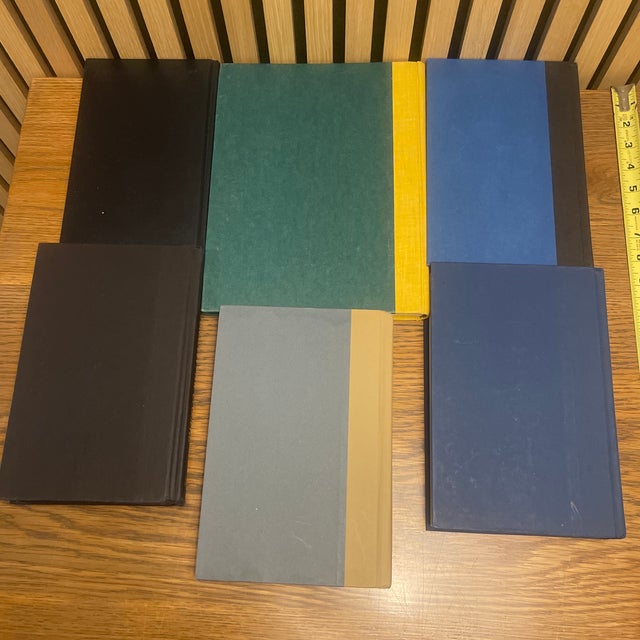 Paper Set of 6 Curated Literary Book Stack in Black, Navy & Golden Yellow Tones For Sale - Image 7 of 8