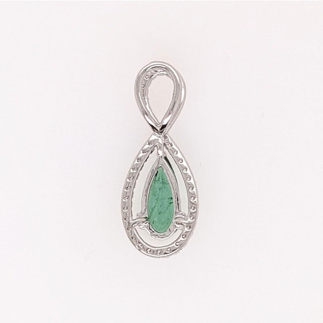 Green 1ct Green Tourmaline Pendant W Earth Mined Diamonds in 14k White Gold | For Sale - Image 8 of 8