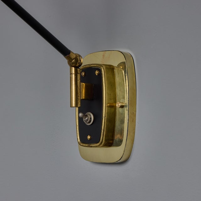 1950s Stilnovo Perforated Black Metal and Brass Sconce With Stamped Label For Sale - Image 12 of 17