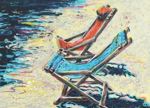 'Chairs on the Bay' by Margie Dickson, 1990; California Woman Artist
