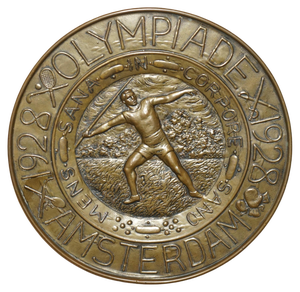 Amsterdam Olympic Memorabilia Collectable Mens Javalin Hanging Plaque, 1928