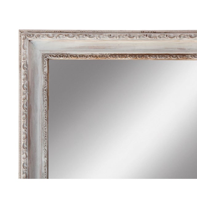 Late 20th Century Oyster White on Gold Framed Wall Mirror, Hand-Painted Hardwood/Resin 20th Century For Sale - Image 5 of 7
