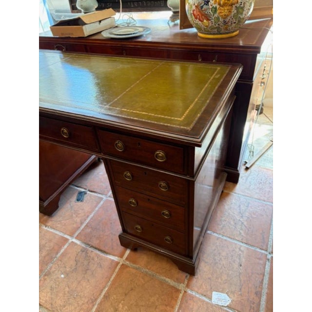 English Antique Victorian Mahogany Twin Pedestal Writing Desk, 1890 For Sale - Image 9 of 9