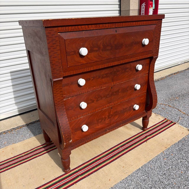 Farmhouse Antique Pennsylvania Grain-Painted Empire Chest of Drawers, Circa 1850s For Sale - Image 3 of 18