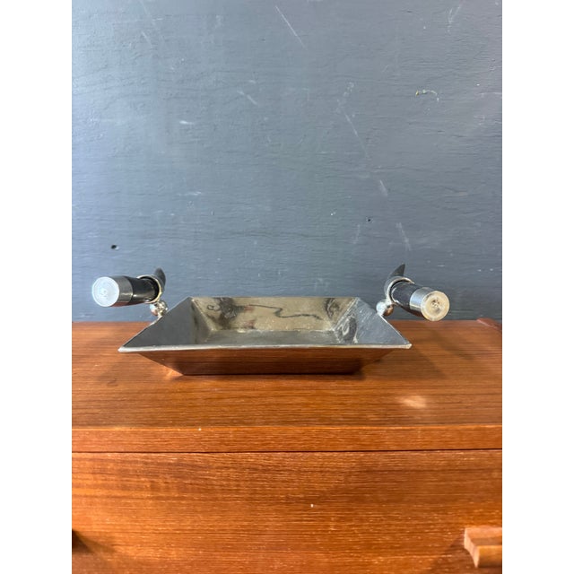 Vintage Art Deco Style Chrome Horn Tray For Sale In New York - Image 6 of 6