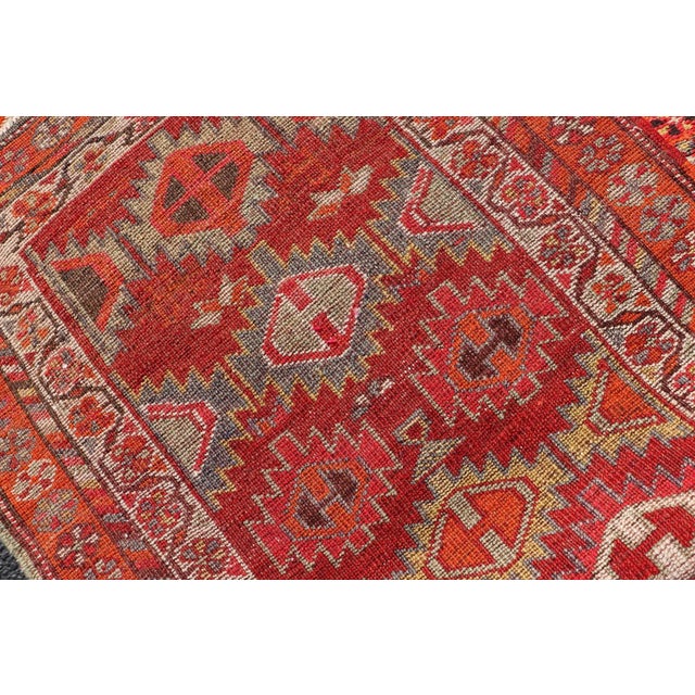 Vintage Turkish Runner With All-Over Diamond Kurdish Design in Multi-Colors 2'11 X 9'10 For Sale - Image 10 of 10
