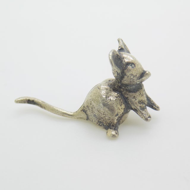 Vintage Italian Handmade Field Mouse Miniature in Silver 800, Florence, 1970s For Sale - Image 3 of 12