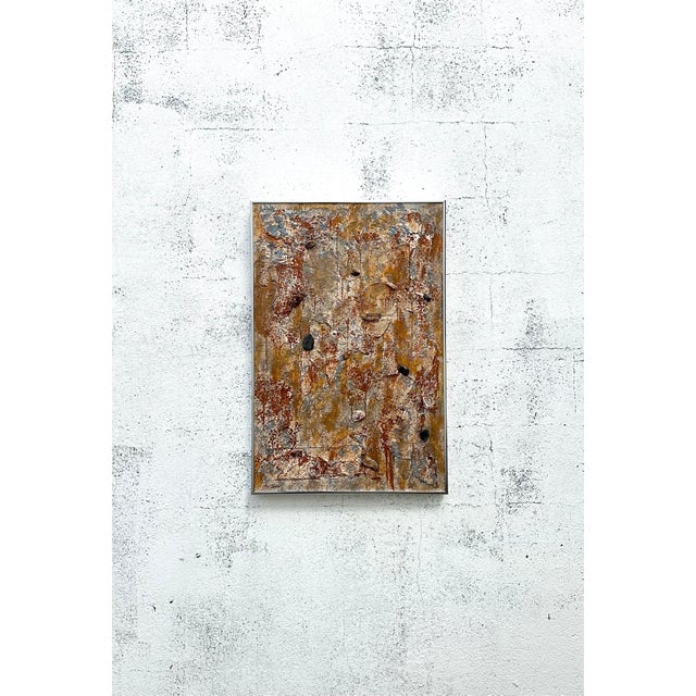 Vintage Boho Abstract Mixed Media on Board For Sale - Image 4 of 8