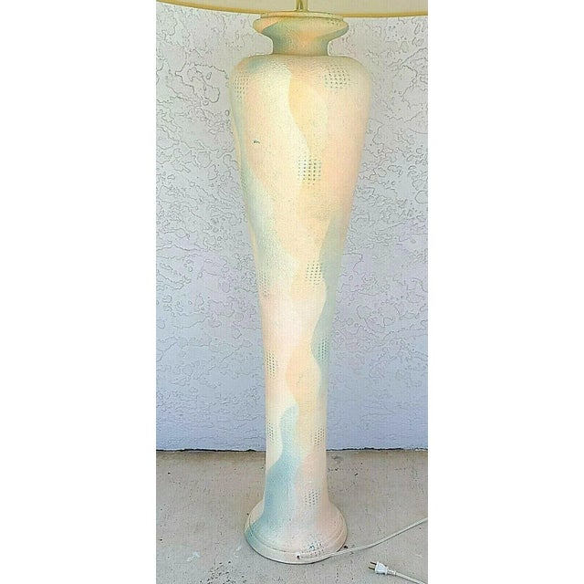 Turquoise 1970's Southwestern Style Textured Plaster Floor Lamp For Sale - Image 8 of 12