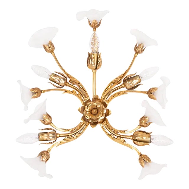 Wall Sconce with Glass Flowers by Hans Kögl, 1960s For Sale