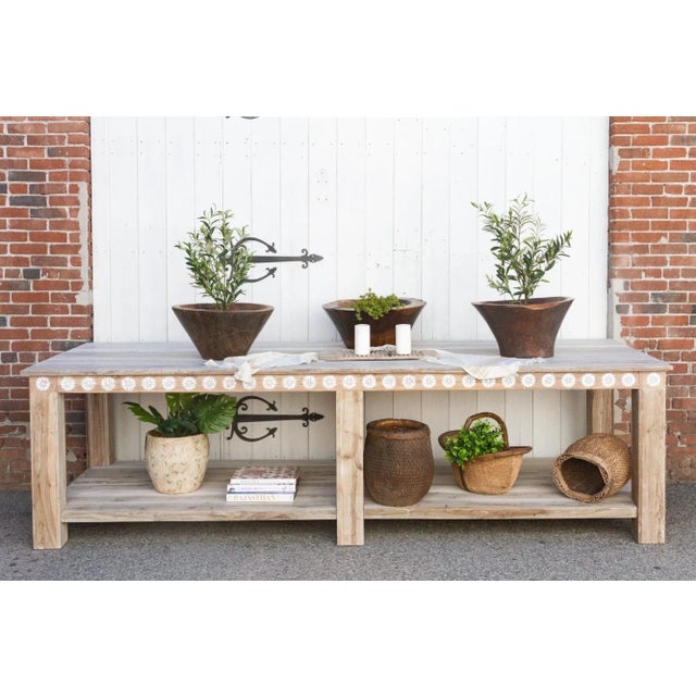 10ft Blossom Mother Pearl Inlay Display Table For Sale - Image 12 of 13