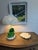 1970s Vintage Wicker Rattan Frog White and Green Table Lamp For Sale - Image 5 of 10