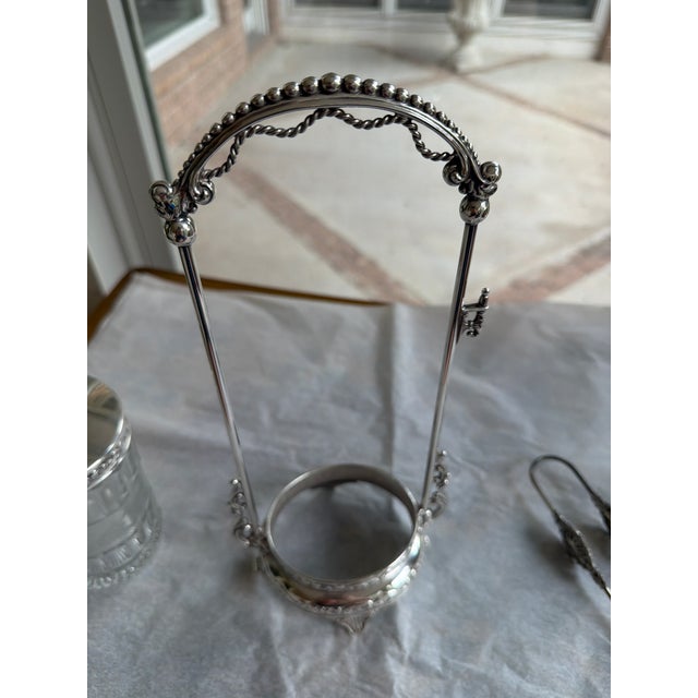 Metal Late 19th Century Victorian WSP Co. Silverplate Pickle Castor With Frosted Etched Glass Liner & Lid For Sale - Image 7 of 8