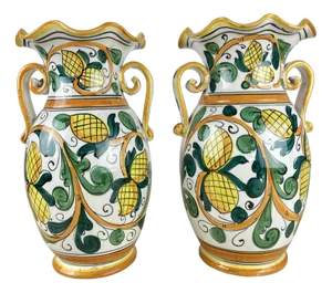 Painted and Handmade Ceramic Amphoraes of Caltagirone, 1980s, Set of 2