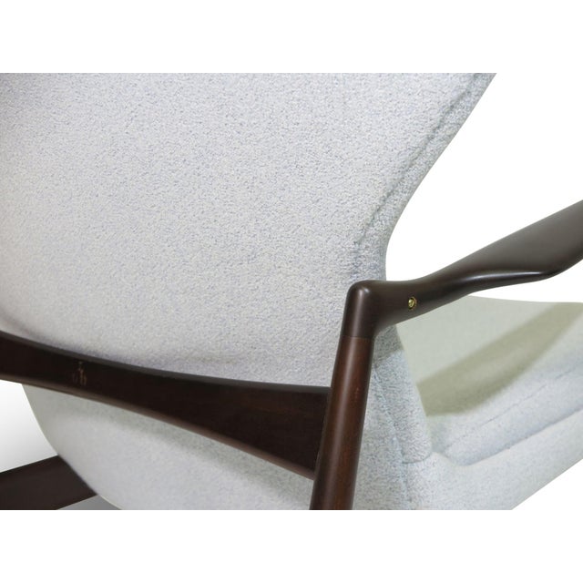 Mid 20th Century Restored Ib Kofod Larsen Highback Lounge Chair and Ottoman in New Fabric For Sale - Image 9 of 14