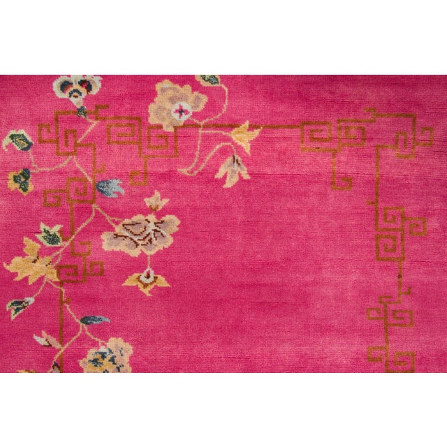 Contemporary Chinese Deco Style Runner in Pink Floral Design Rug & Kilim, India For Sale In New York - Image 6 of 9