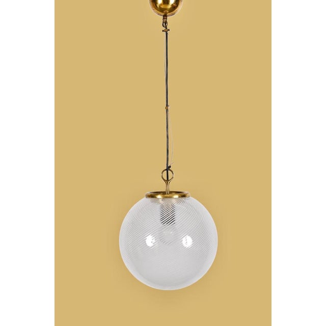 Mid-Century Tessuto White and Crystal Murano Glass Chandelier from Venini, 1970s For Sale - Image 18 of 18