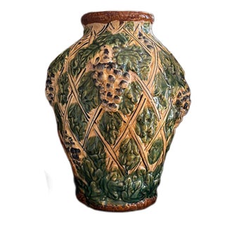 Italian Majolica Clay Vase 1970’s For Sale