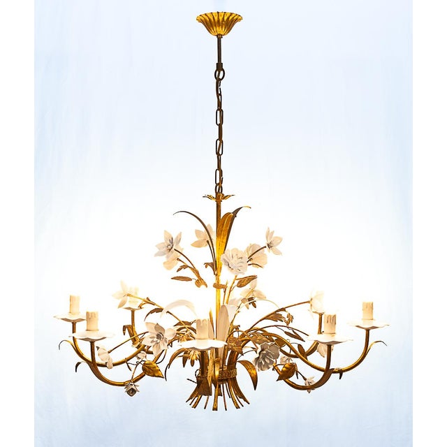 Florentine Eight-Light Chandelier from Masca, 1970s For Sale - Image 9 of 11