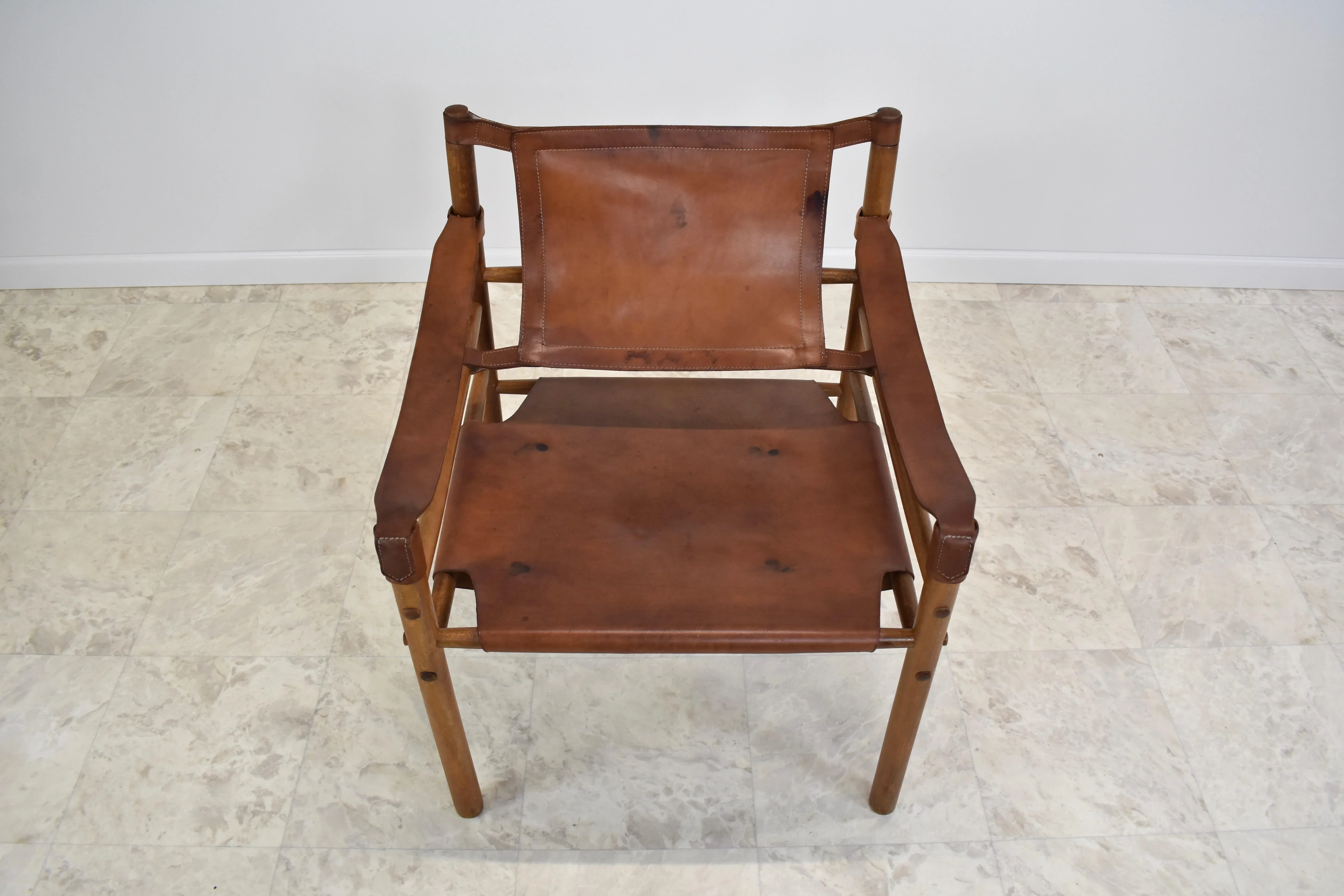 1960s Argentinian Leather Safari Lounge Chair by Abel Gonzales