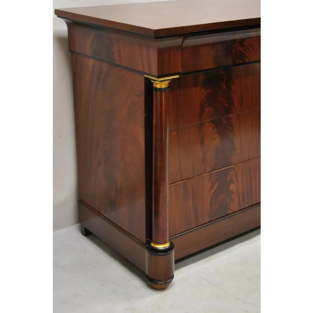Villa Garnelo French Empire Style Crotch Mahogany 4 Drawer Commode Dresser Chest For Sale - Image 11 of 11