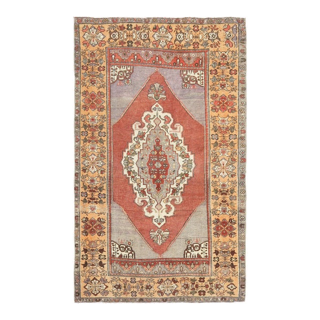 Vintage Turkish Oushak Handmade Wool Cotton Red Area Rug For Sale