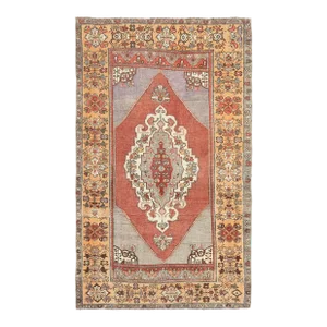 Vintage Turkish Oushak Handmade Wool Cotton Red Area Rug