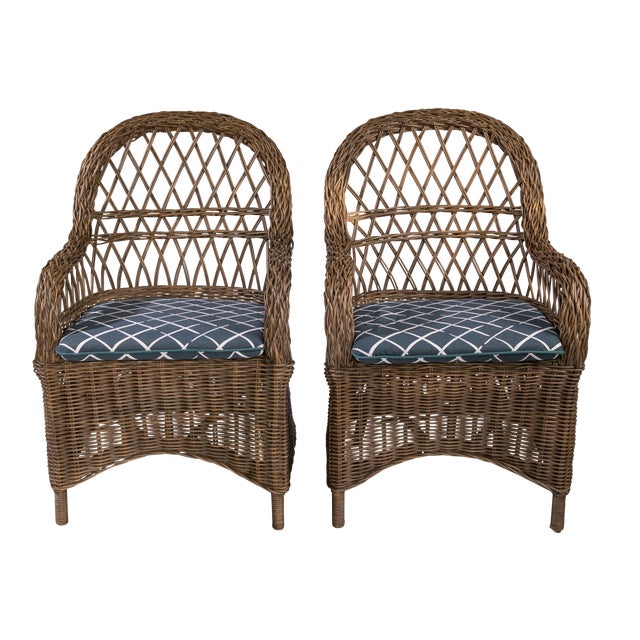 21st Century Vintage Rattan Chairs A Pair Chairish