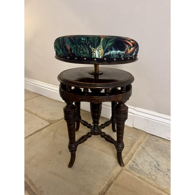 Antique Victorian Mahogany Revolving Piano Stool, 1880s For Sale - Image 4 of 6