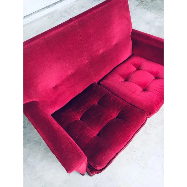 Hollywood Regency Style Fuchsia Velvet 2-Seat Sofa with Fringe, 1960s For Sale - Image 6 of 16