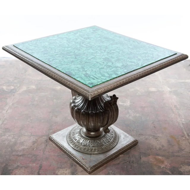French Malachite Table W/Silver Gilt Carved Base For Sale - Image 4 of 10