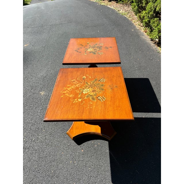 Add timeless character! Hitchcock Stenciled End Table Pair. Quality wood construction beautifully adorned with original...