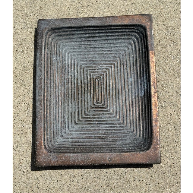 Mid Century Ben Seibel Jenfredware tray with a great radiating concentric square design. Measures 9.75" L x 7.75" W x .75"...