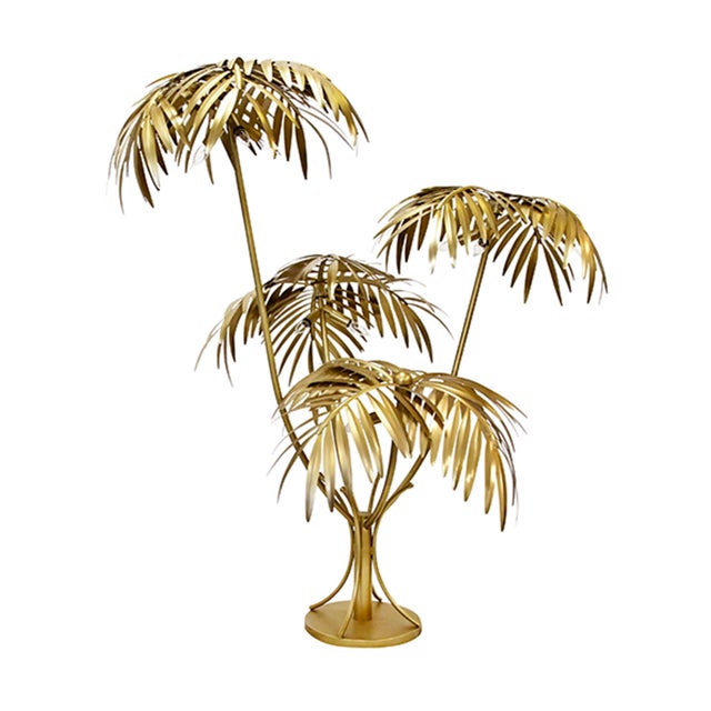 2020s Matthew Izzo Home Gilda Antique Brass Oversized Nine Light Palm Tree Floor Lamp For Sale - Image 5 of 5