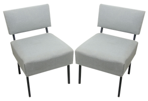 Set of Mid-Century Bauhaus Style Easy Chairs in Grey Fabric