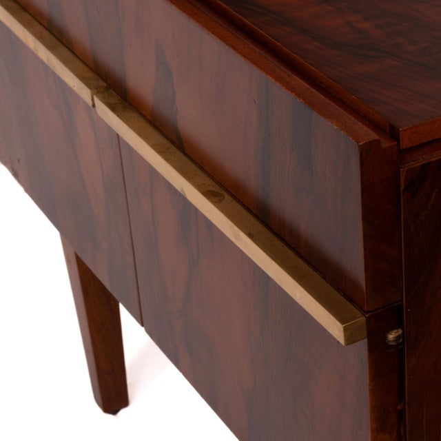 103 Swedish Rosewood Brass Nightstands After William Hinn Mid Century - A Pair For Sale - Image 10 of 11