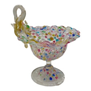 Late 19th Century Antique Murano Attributed Footed Compote Bowl With Millefiori For Sale