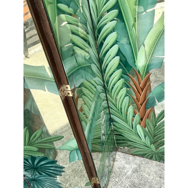 Late 20th Century Vintage Eglomise Hand Painted Mirrored Screen For Sale - Image 5 of 12