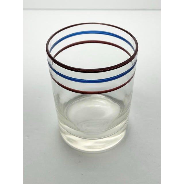 1970s 1970s Vintage Anchor Hocking Blue & White Striped Cocktail Tumbler Glasses - Set of 5 For Sale - Image 5 of 5